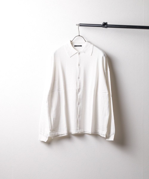 Bling Leads（ブリングリーズ）の「【RES】【Bling leads】綿ﾚｰﾖﾝﾆｯﾄｼｬﾂ（シャツ/ブラウス・メンズ・ブラック/アイボリー・LARGE/MEDIUM）」の2枚目の写真