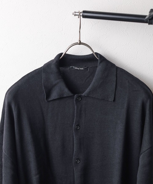 Bling Leads（ブリングリーズ）の「【RES】【Bling leads】綿ﾚｰﾖﾝﾆｯﾄｼｬﾂ（シャツ/ブラウス・メンズ・ブラック/アイボリー・LARGE/MEDIUM）」の6枚目の写真