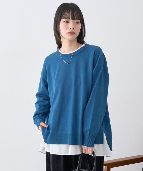 earth music&ecology(アースミュージックアンドエコロジー)の「レンチング(TM)エコヴェロ(TM)(チュニック)(ニット/セーター・レディース・ブラック/ブルー/その他7/杢グレー・FREE)」の7枚目の写真