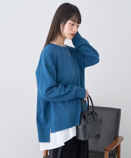 earth music&ecology(アースミュージックアンドエコロジー)の「レンチング(TM)エコヴェロ(TM)(チュニック)(ニット/セーター・レディース・ブラック/ブルー/その他7/杢グレー・FREE)」の8枚目の写真