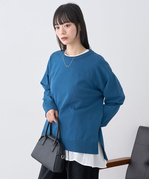 earth music&ecology(アースミュージックアンドエコロジー)の「レンチング(TM)エコヴェロ(TM)(チュニック)(ニット/セーター・レディース・ブラック/ブルー/その他7/杢グレー・FREE)」の9枚目の写真