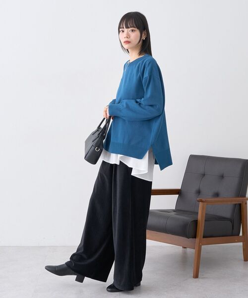 earth music&ecology(アースミュージックアンドエコロジー)の「レンチング(TM)エコヴェロ(TM)(チュニック)(ニット/セーター・レディース・ブラック/ブルー/その他7/杢グレー・FREE)」の12枚目の写真