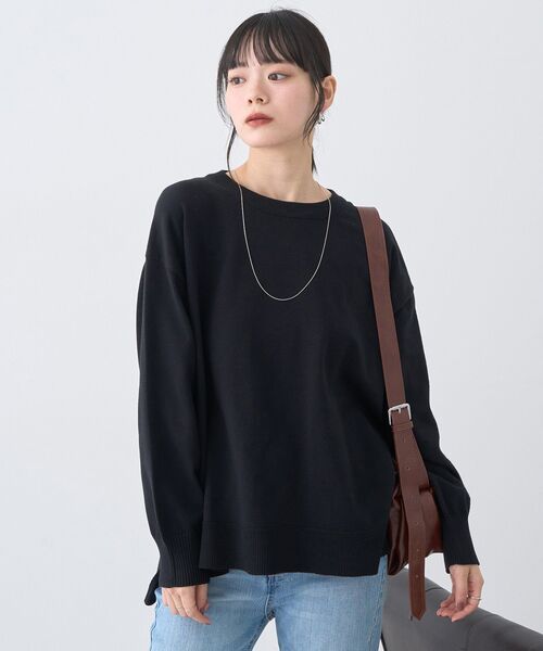 earth music&ecology(アースミュージックアンドエコロジー)の「レンチング(TM)エコヴェロ(TM)(チュニック)(ニット/セーター・レディース・ブラック/ブルー/その他7/杢グレー・FREE)」の14枚目の写真
