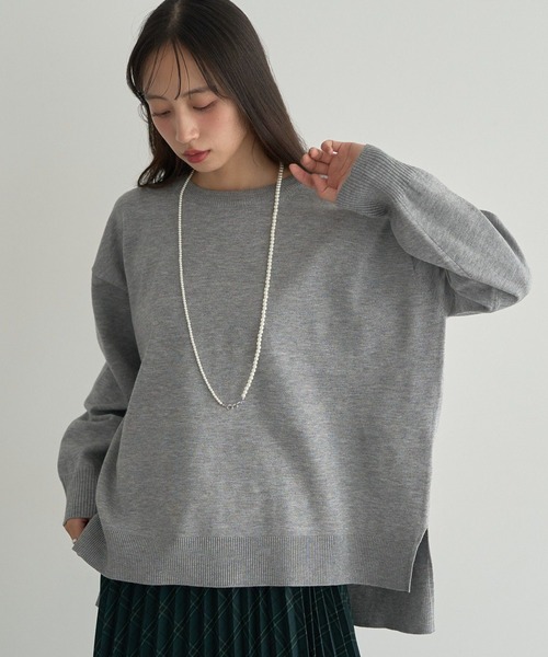 earth music&ecology(アースミュージックアンドエコロジー)の「レンチング(TM)エコヴェロ(TM)(チュニック)(ニット/セーター・レディース・ブラック/ブルー/その他7/杢グレー・FREE)」の3枚目の写真