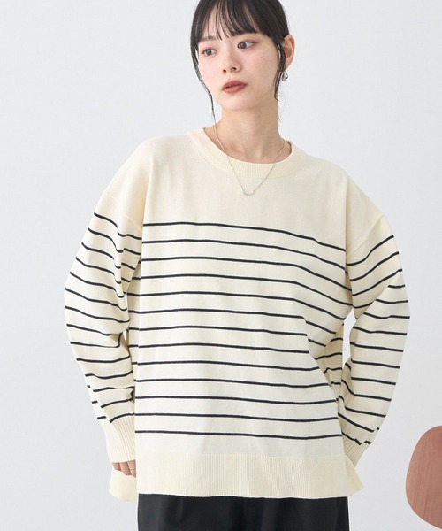 earth music&ecology(アースミュージックアンドエコロジー)の「レンチング(TM)エコヴェロ(TM)(チュニック)(ニット/セーター・レディース・ブラック/ブルー/その他7/杢グレー・FREE)」の4枚目の写真