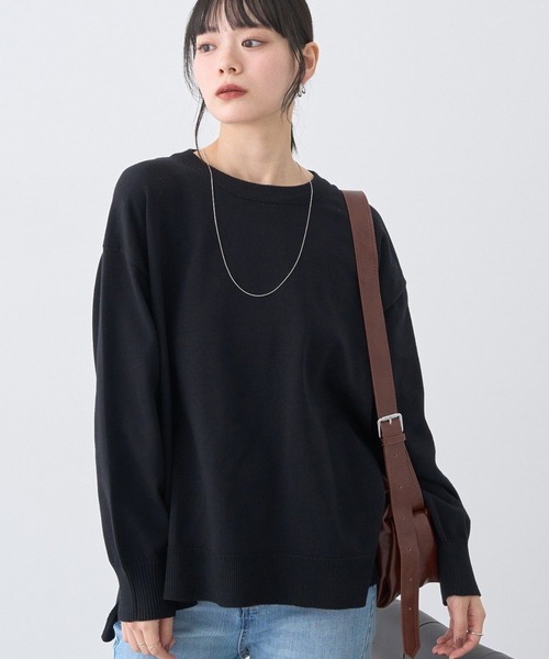 earth music&ecology(アースミュージックアンドエコロジー)の「レンチング(TM)エコヴェロ(TM)(チュニック)(ニット/セーター・レディース・ブラック/ブルー/その他7/杢グレー・FREE)」の2枚目の写真