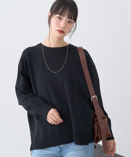 earth music&ecology(アースミュージックアンドエコロジー)の「レンチング(TM)エコヴェロ(TM)(チュニック)(ニット/セーター・レディース・ブラック/ブルー/その他7/杢グレー・FREE)」の5枚目の写真