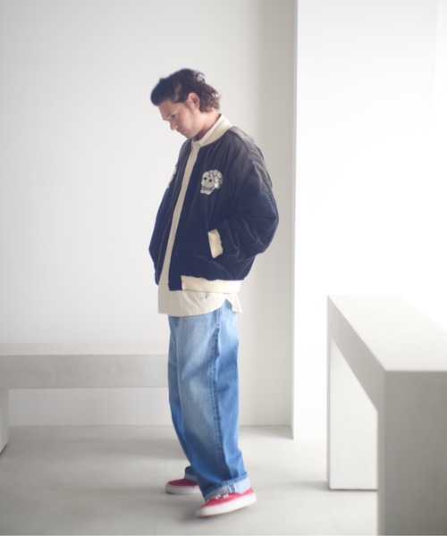 ADAM PATEK(アダムパテック)の「ADAMPATEK/aged velour souvenir jacket/エイジング加工リバーシブルベロアスカジャン(AP2523010)(スカジャン・レディース・ブラック×ブラック/ブラック×ホワイト・1/2)」の19枚目の写真