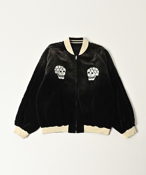 ADAM PATEK(アダムパテック)の「ADAMPATEK/aged velour souvenir jacket/エイジング加工リバーシブルベロアスカジャン(AP2523010)(スカジャン・レディース・ブラック×ブラック/ブラック×ホワイト・1/2)」の3枚目の写真
