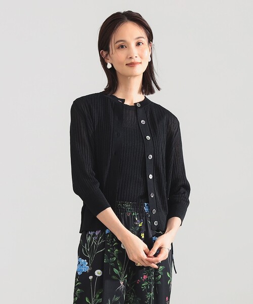 Demi-Luxe BEAMS（デミルクス ビームス）の「SLOANE / 14ゲージ ワイドリブ カーディガン（カーディガン/ボレロ・レディース・ブラック/ホワイト/ピンク・1/2）」の3枚目の写真