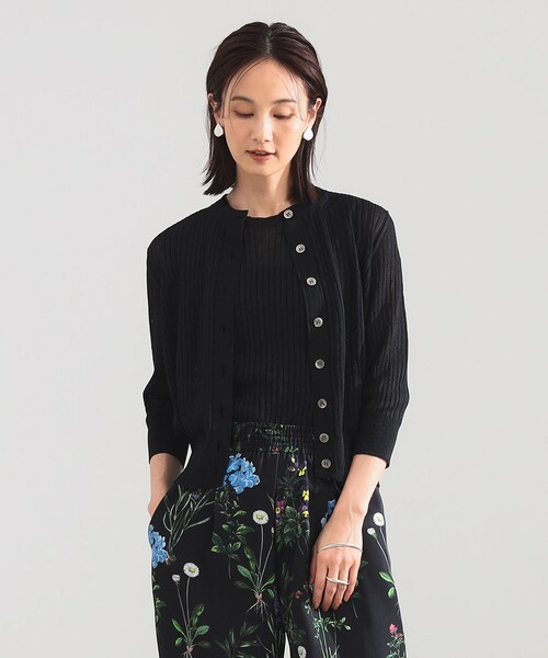 Demi-Luxe BEAMS（デミルクス ビームス）の「SLOANE / 14ゲージ ワイドリブ カーディガン（カーディガン/ボレロ・レディース・ブラック/ホワイト/ピンク・1/2）」の8枚目の写真