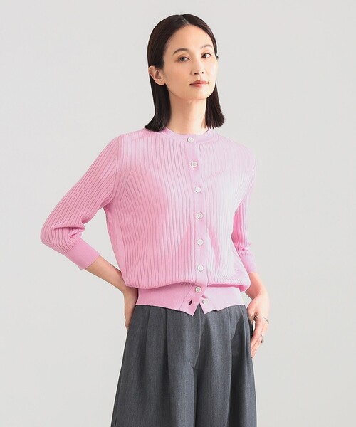 Demi-Luxe BEAMS（デミルクス ビームス）の「SLOANE / 14ゲージ ワイドリブ カーディガン（カーディガン/ボレロ・レディース・ブラック/ホワイト/ピンク・1/2）」の13枚目の写真