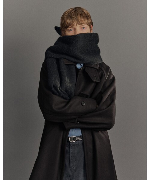 2way】Super140s メルトンオーバーサイズバルカラーコート（ステン