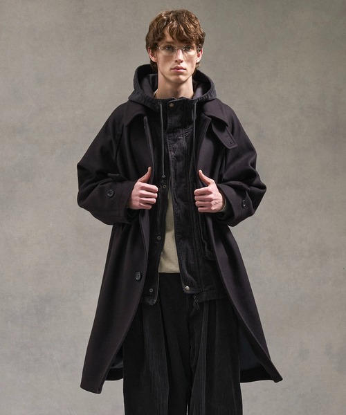 2way】Super140s メルトンオーバーサイズバルカラーコート（ステン