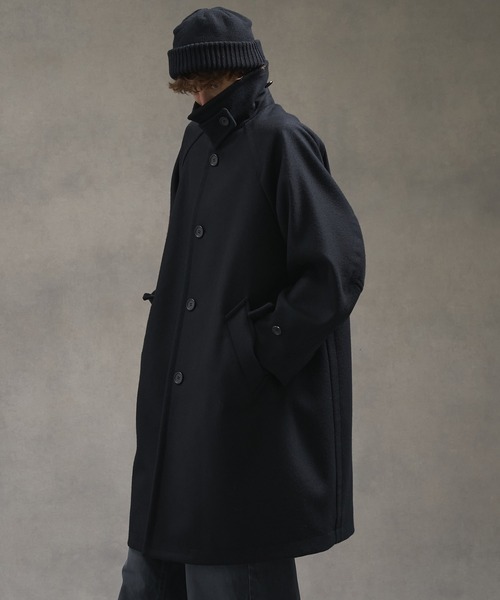 2way】Super140s メルトンオーバーサイズバルカラーコート（ステン