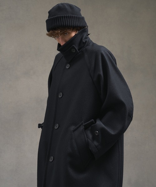2way】Super140s メルトンオーバーサイズバルカラーコート（ステン