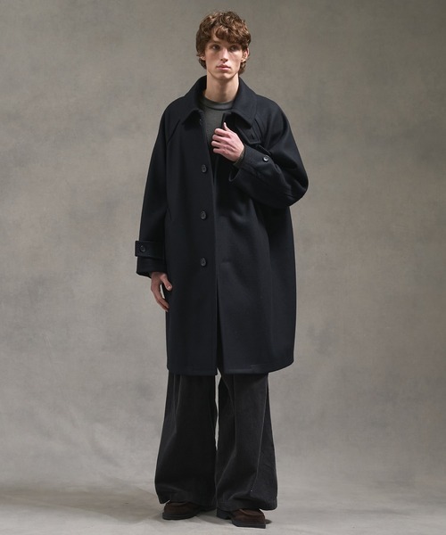 2way】Super140s メルトンオーバーサイズバルカラーコート（ステン