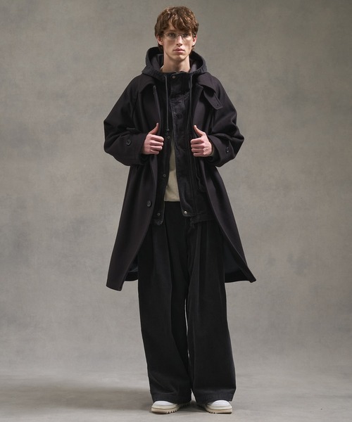 2way】Super140s メルトンオーバーサイズバルカラーコート（ステン