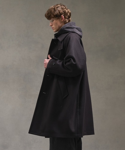 2way】Super140s メルトンオーバーサイズバルカラーコート（ステン