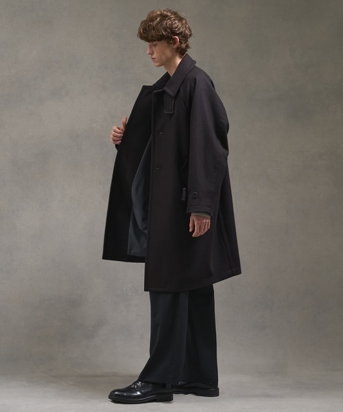 2way】Super140s メルトンオーバーサイズバルカラーコート（ステン