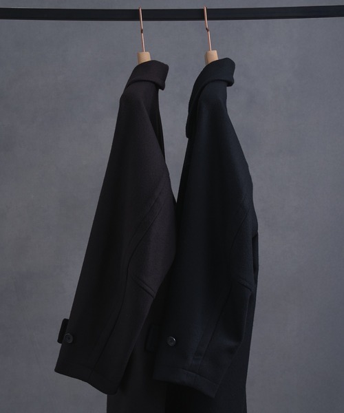 2way】Super140s メルトンオーバーサイズバルカラーコート（ステン