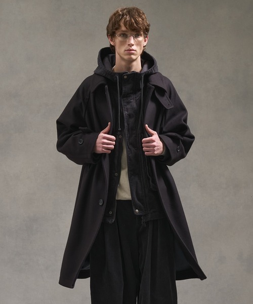 2way】Super140s メルトンオーバーサイズバルカラーコート（ステン