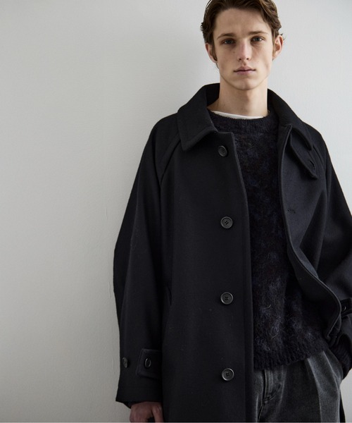 2way】Super140s メルトンオーバーサイズバルカラーコート /スタンド
