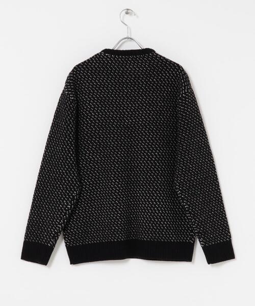 セール】『XLサイズあり』バーズアイ柄ヘンリーネックニット（ニット