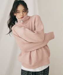 ハーフジップ」に該当するニット/セーター（ピンク/桃色系・無地