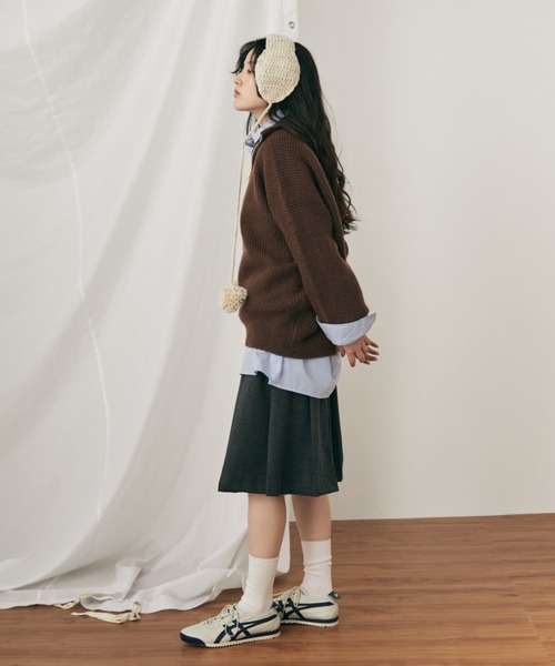 MERLOT（メルロー）の「ハーフジップワッフルニットプルオーバー（ニット/セーター・レディース・ピンク/ブラウン・FREE）」の10枚目の写真