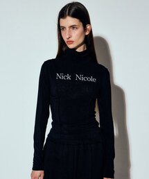 NICOLE PINTUCK LINE TURTLENECK TOP_BLACK