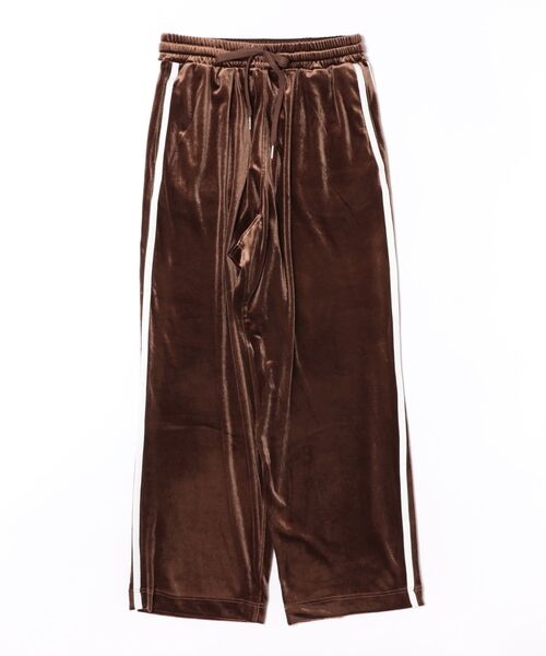 STYLEBLOCK(スタイルブロック)の「ベロアサイドラインストレートパンツ(その他パンツ・レディース・ブラウン/グリーン/ブラック/グレー・M)」の1枚目の写真