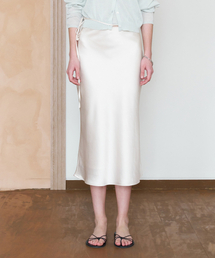 SATIN LONG SKIRT CREAM