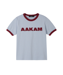 Logo Patch Ringer Top (Sky Blue-Wine)