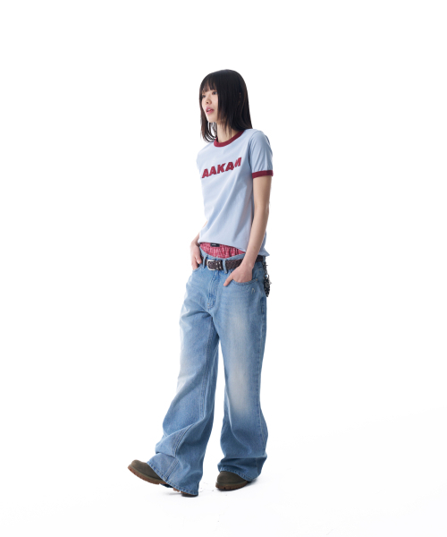 AAKAM(アーカム)の「Logo Patch Ringer Top (Sky Blue-Wine)(Tシャツ/カットソー・レディース・その他・1/2)」の4枚目の写真