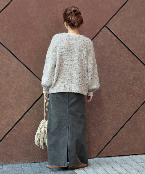 B.C STOCK（ベーセーストック）の「《追加7》手洗い可 / ポコポコヤーンミックス2WAYカーディガン（カーディガン/ボレロ・レディース・アイボリー/チャコールグレー/ラベンダー/レッド/ブラウン・FREE）」の10枚目の写真