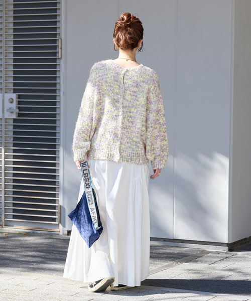 B.C STOCK（ベーセーストック）の「《追加7》手洗い可 / ポコポコヤーンミックス2WAYカーディガン（カーディガン/ボレロ・レディース・アイボリー/チャコールグレー/ラベンダー/レッド/ブラウン・FREE）」の15枚目の写真