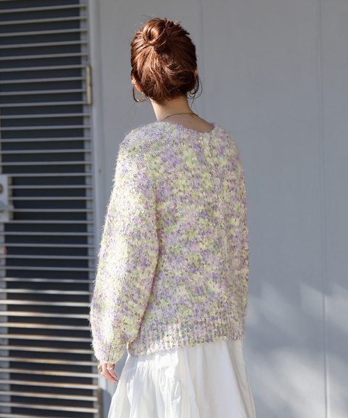 B.C STOCK（ベーセーストック）の「《追加7》手洗い可 / ポコポコヤーンミックス2WAYカーディガン（カーディガン/ボレロ・レディース・アイボリー/チャコールグレー/ラベンダー/レッド/ブラウン・FREE）」の17枚目の写真