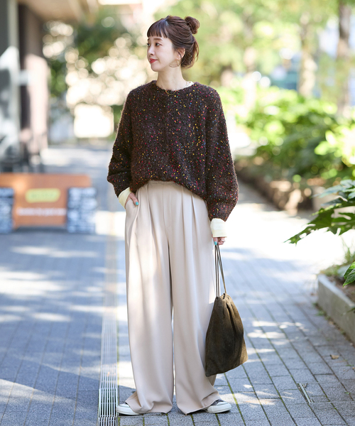 B.C STOCK（ベーセーストック）の「《追加7》手洗い可 / ポコポコヤーンミックス2WAYカーディガン（カーディガン/ボレロ・レディース・アイボリー/チャコールグレー/ラベンダー/レッド/ブラウン・FREE）」の19枚目の写真