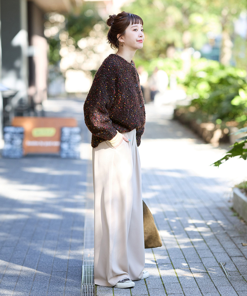 B.C STOCK（ベーセーストック）の「《追加7》手洗い可 / ポコポコヤーンミックス2WAYカーディガン（カーディガン/ボレロ・レディース・アイボリー/チャコールグレー/ラベンダー/レッド/ブラウン・FREE）」の20枚目の写真