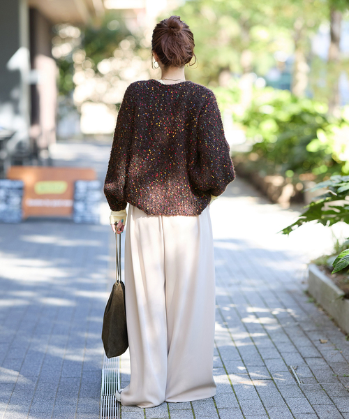 B.C STOCK（ベーセーストック）の「《追加7》手洗い可 / ポコポコヤーンミックス2WAYカーディガン（カーディガン/ボレロ・レディース・アイボリー/チャコールグレー/ラベンダー/レッド/ブラウン・FREE）」の21枚目の写真