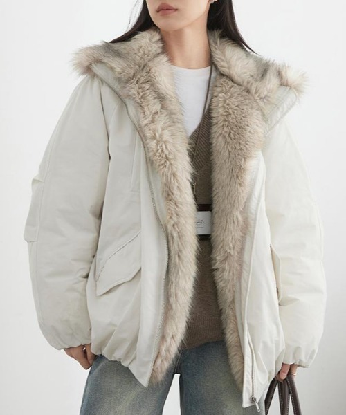 セール】フェイクファーカラーボリュームブルゾン（ブルゾン）｜GEMEDA
