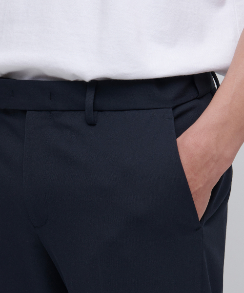 MUSINSA STANDARD（ムシンサスタンダード）の「セミワイドスリット隠しバンディングスラックス[ネイビー]（スラックス・メンズ・その他・40/42/26/27/28/29）」の5枚目の写真
