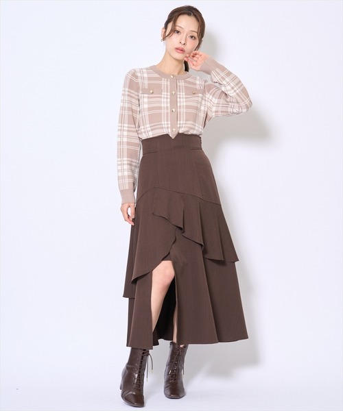 AND COUTURE(アンドクチュール)の「インナーミニティアードスカート(スカート・レディース・ダークブラウン/ボルドー/ブラック・SMALL/MEDIUM)」の3枚目の写真