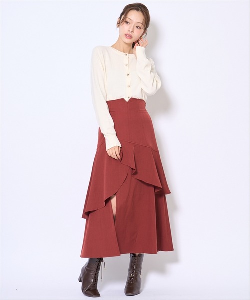 AND COUTURE(アンドクチュール)の「インナーミニティアードスカート(スカート・レディース・ダークブラウン/ボルドー/ブラック・SMALL/MEDIUM)」の1枚目の写真