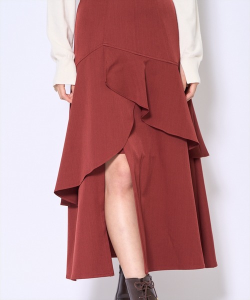 AND COUTURE(アンドクチュール)の「インナーミニティアードスカート(スカート・レディース・ダークブラウン/ボルドー/ブラック・SMALL/MEDIUM)」の8枚目の写真