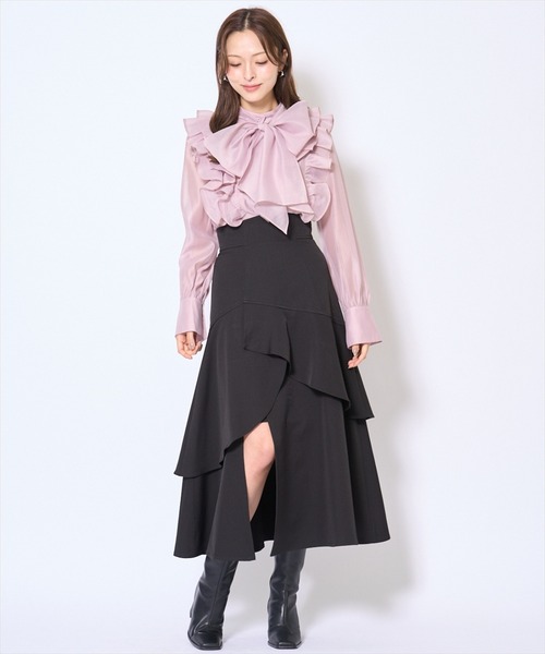 AND COUTURE(アンドクチュール)の「インナーミニティアードスカート(スカート・レディース・ダークブラウン/ボルドー/ブラック・SMALL/MEDIUM)」の6枚目の写真