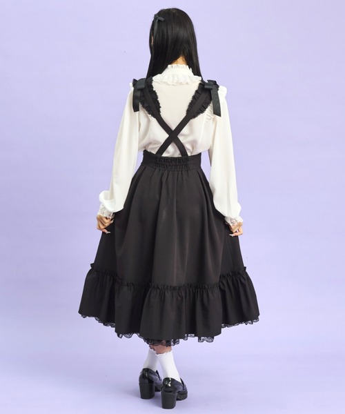 Secret Honey（シークレットハニー）の「Wフリルサスペンダー付ミディスカート（スカート・レディース・ブラック/グレー・MEDIUM）」の7枚目の写真
