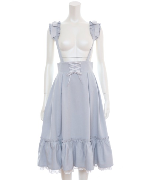 Secret Honey（シークレットハニー）の「Wフリルサスペンダー付ミディスカート（スカート・レディース・ブラック/グレー・MEDIUM）」の8枚目の写真