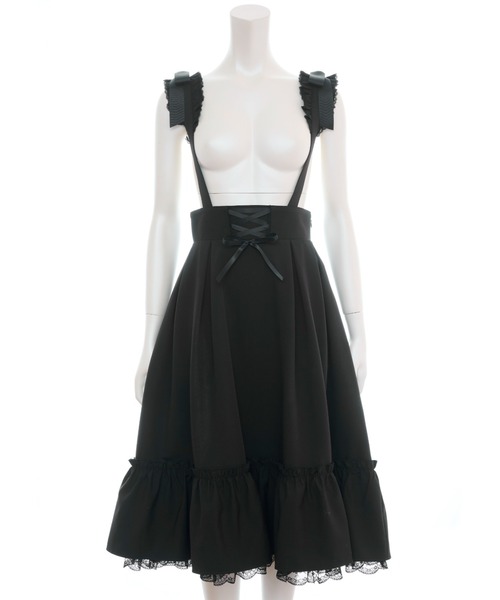Secret Honey（シークレットハニー）の「Wフリルサスペンダー付ミディスカート（スカート・レディース・ブラック/グレー・MEDIUM）」の9枚目の写真